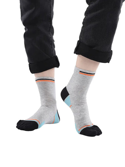 men's mix color five finger cotton socks, black