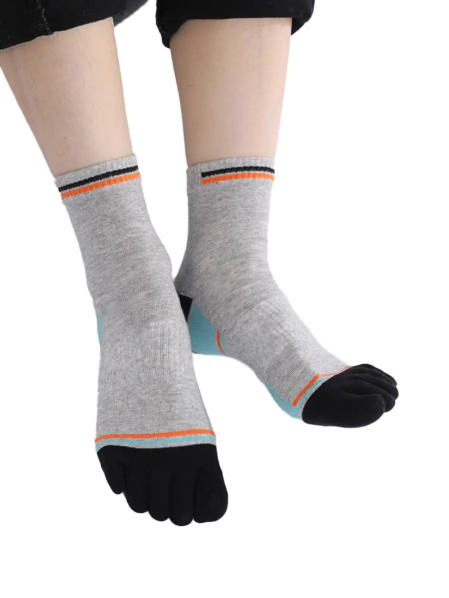 men's mix color five finger cotton socks, black