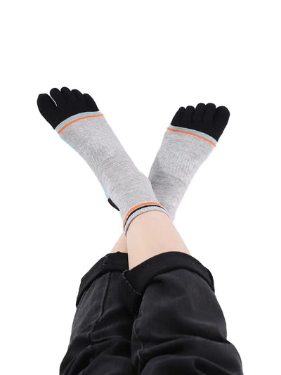 men's mix color five finger cotton socks, black