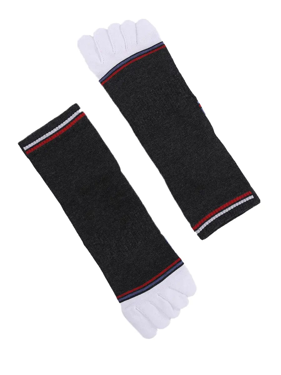 men's mix color five finger cotton socks, white