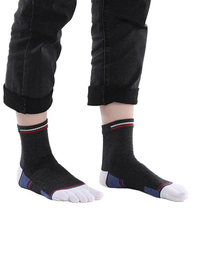 men's mix color five finger cotton socks, white
