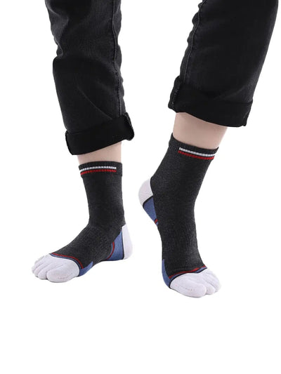 men's mix color five finger cotton socks, white
