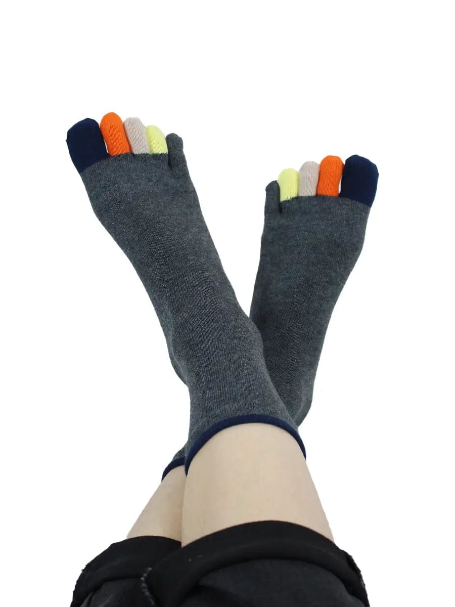 5 pairs-Men's colourful five finger cotton toe socks