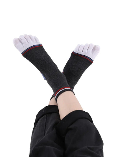men's mix color five finger cotton socks, white