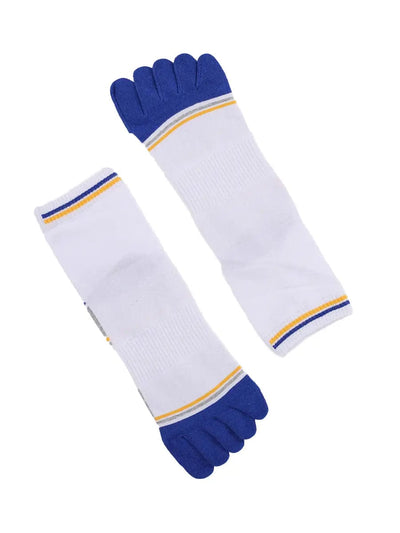 men's mix color five finger cotton socks, blue
