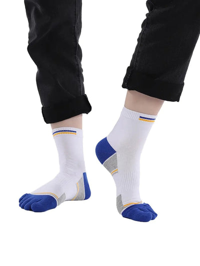 men's mix color five finger cotton socks, blue