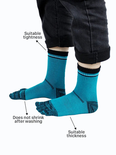 Men's cotton striped five finger toe socks, blue