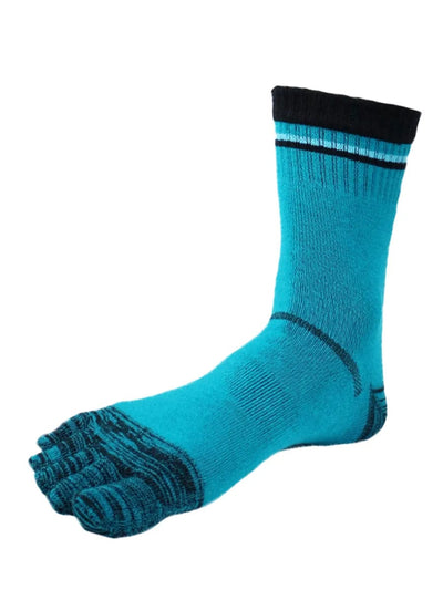 Men's cotton striped five finger toe socks, blue