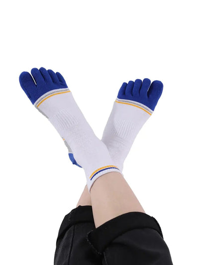 men's mix color five finger cotton socks, blue
