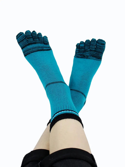 Men's cotton striped five finger toe socks, blue