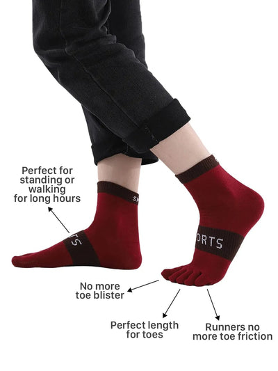 Men's colourful five finger cotton toe socks, khaki