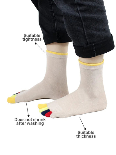Men's colourful five finger cotton toe socks, khaki