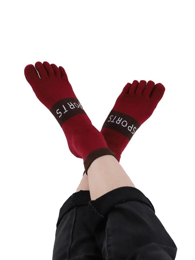 Men's colourful five finger cotton toe socks, khaki