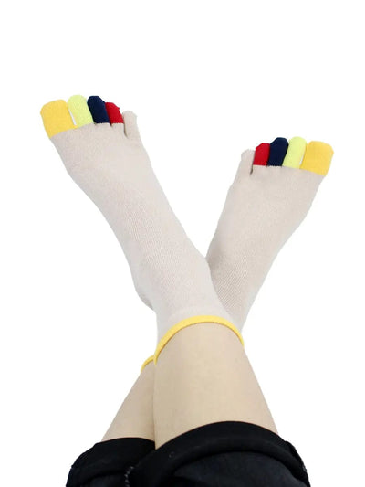Men's colourful five finger cotton toe socks, khaki
