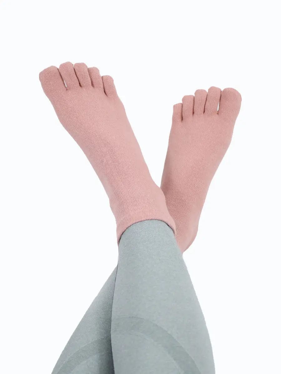 6 pairs-Women's five finger cotton toe socks in solid color