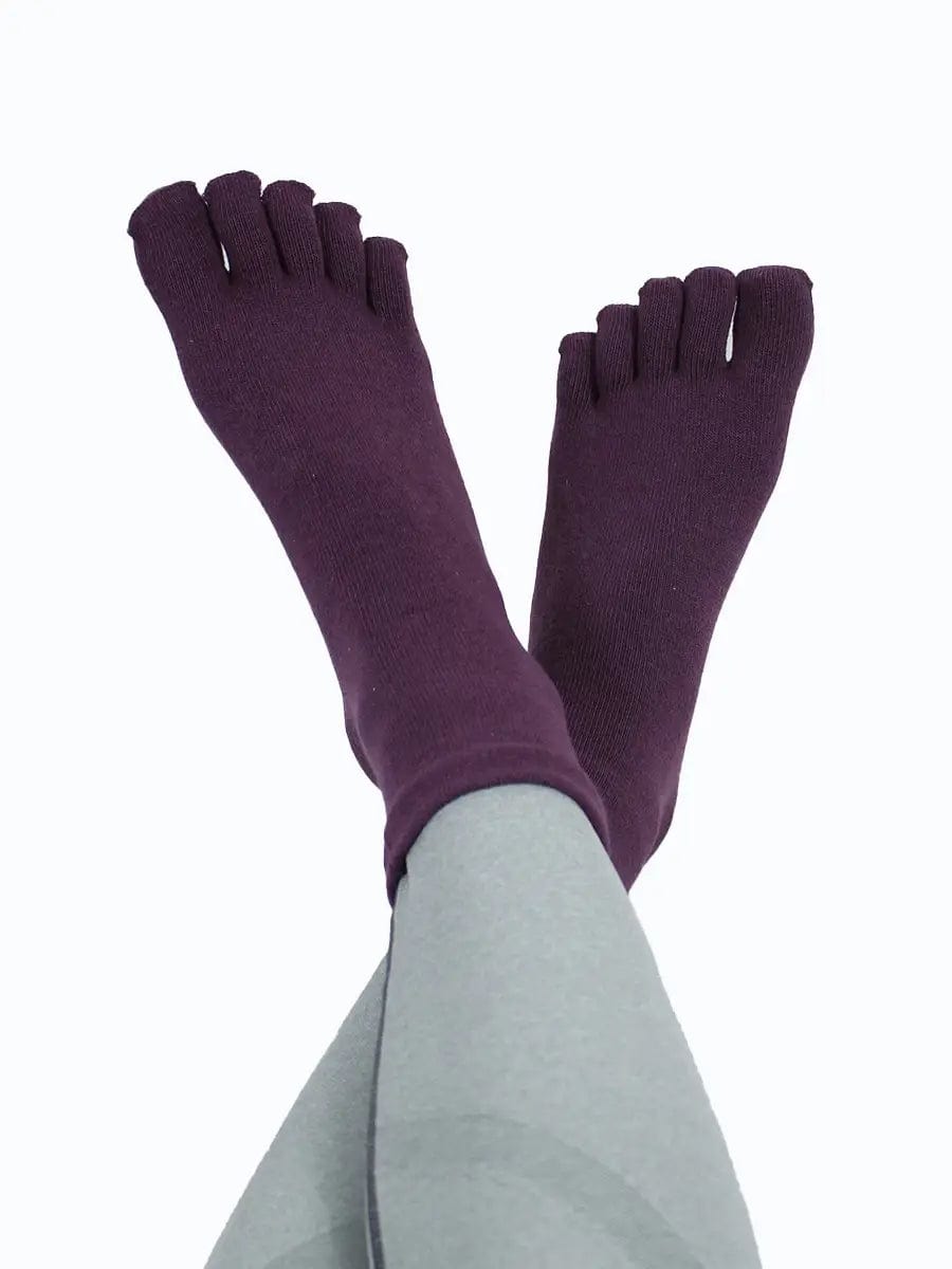 6 pairs-Women's five finger cotton toe socks in solid color
