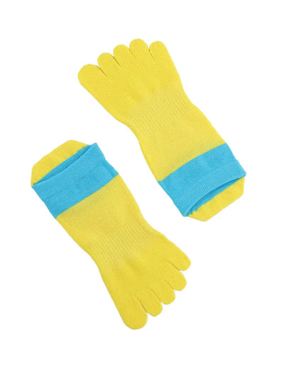 Cotton Low Cut Five Finger Socks for Women, yellow