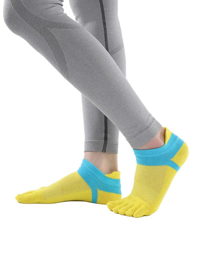 Cotton Low Cut Five Finger Socks for Women, yellow