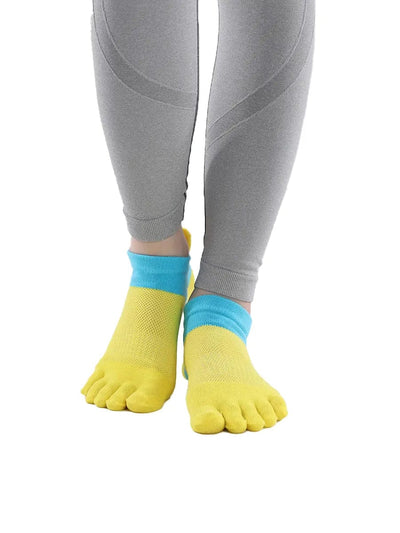 Cotton Low Cut Five Finger Socks for Women, yellow