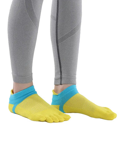 Cotton Low Cut Five Finger Socks for Women, yellow