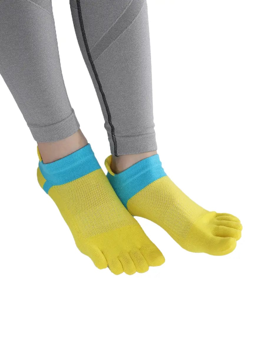 Cotton Low Cut Five Finger Socks for Women, yellow