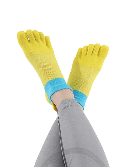 Cotton Low Cut Five Finger Socks for Women, yellow