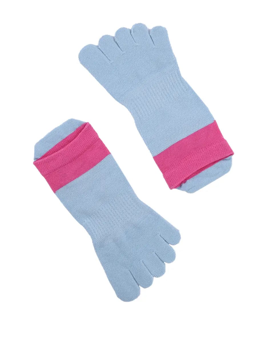 Cotton Low Cut Five Finger Socks for Women, blue