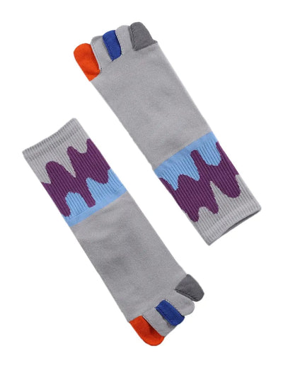 Color graffiti women's five finger cotton socks, GREY