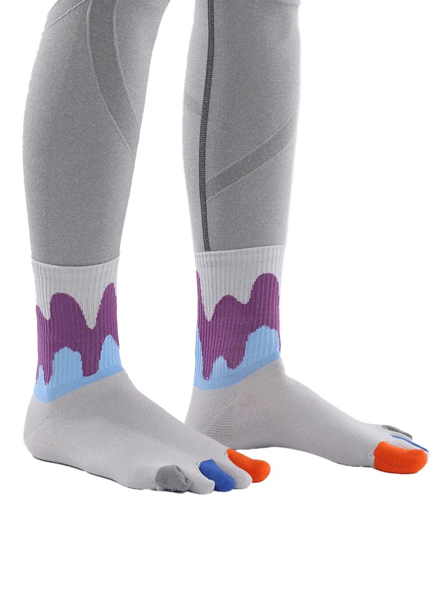 Color graffiti women's five finger cotton socks, GREY
