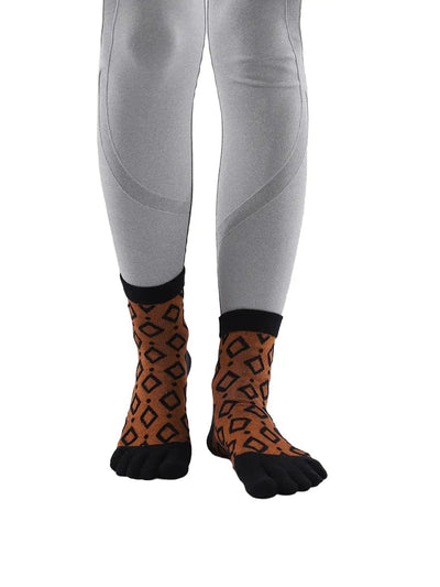 Jacquard Vintage women's Five finger Socks, brown