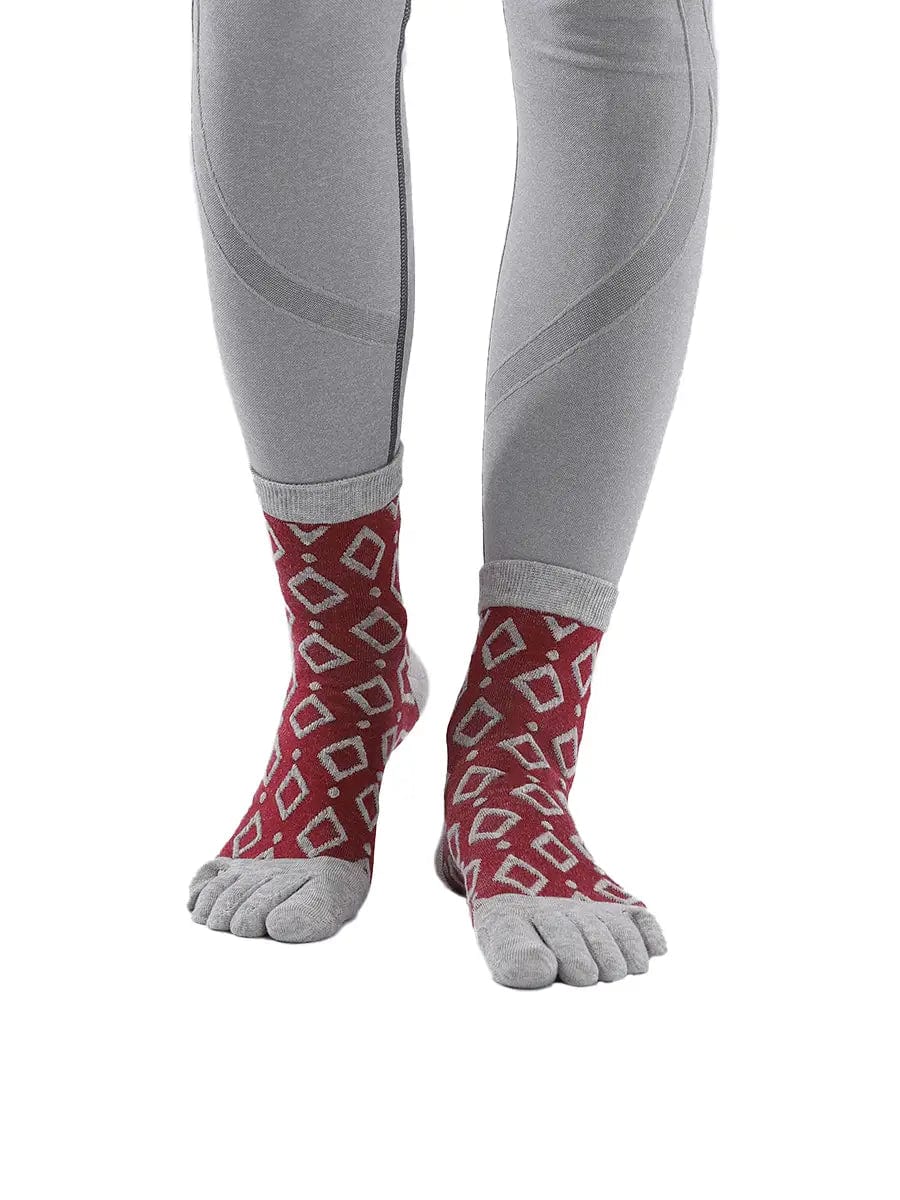 Jacquard Vintage women's Five finger Socks, red