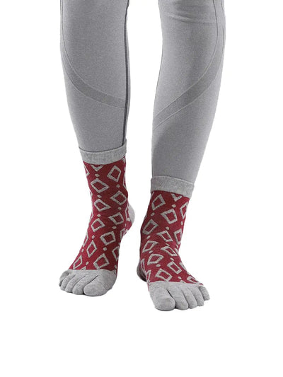 Jacquard Vintage women's Five finger Socks, red
