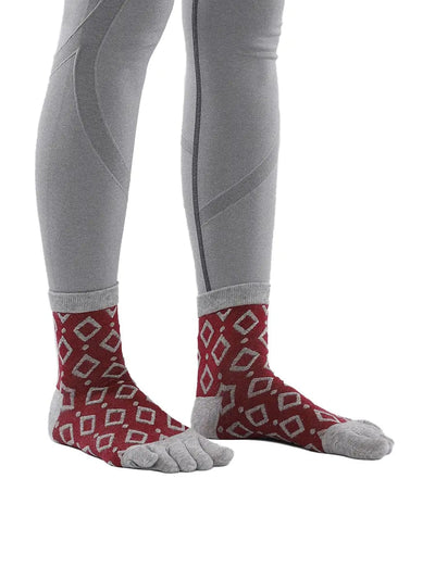 Jacquard Vintage women's Five finger Socks, red