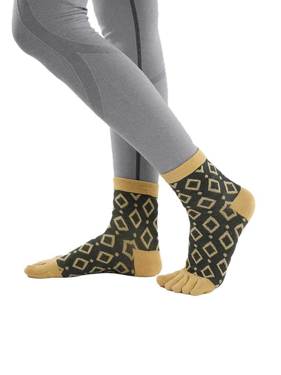 Jacquard Vintage women's Five finger Socks, green