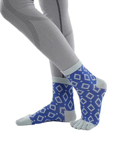 Jacquard Vintage women's Five finger Socks, blue