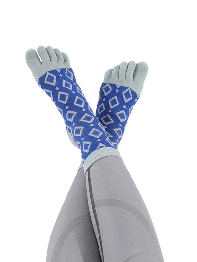 Jacquard Vintage women's Five finger Socks, blue