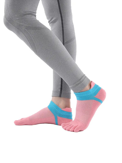 Cotton Low Cut Five Finger Socks for Women, pink