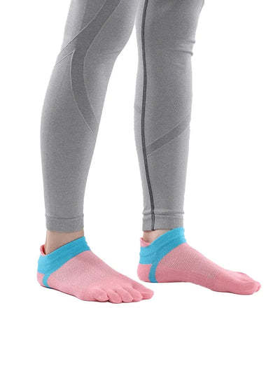 Cotton Low Cut Five Finger Socks for Women, pink