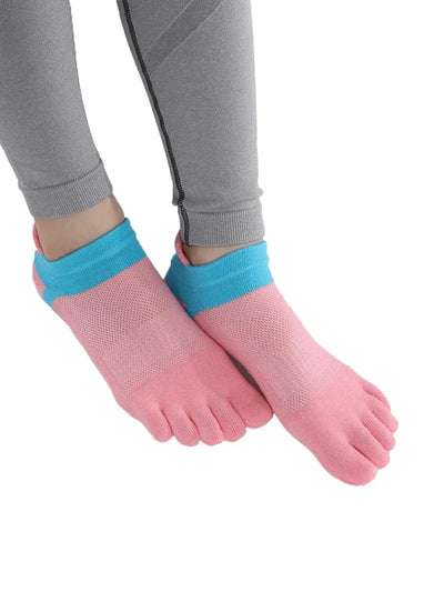 Cotton Low Cut Five Finger Socks for Women, pink