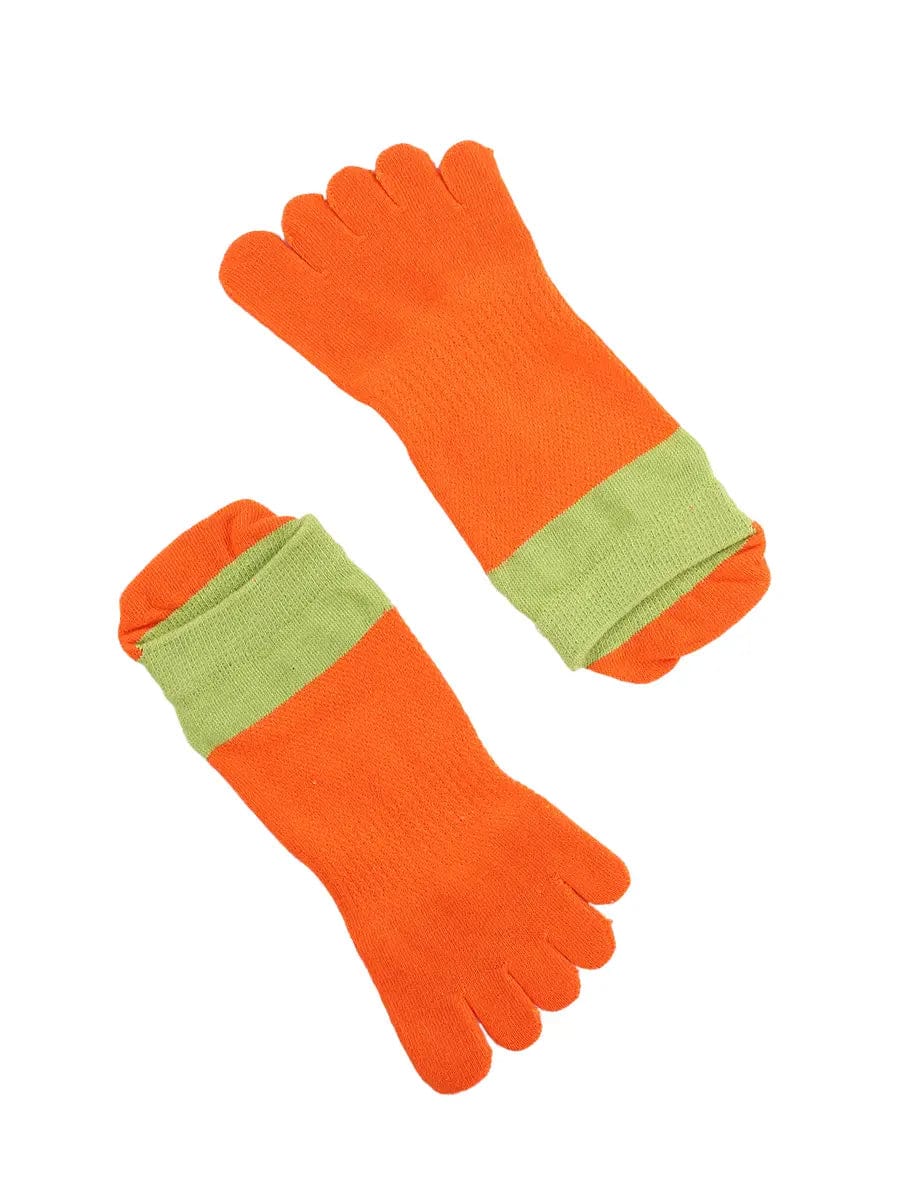 Cotton Low Cut Five Finger Socks for Women, orange