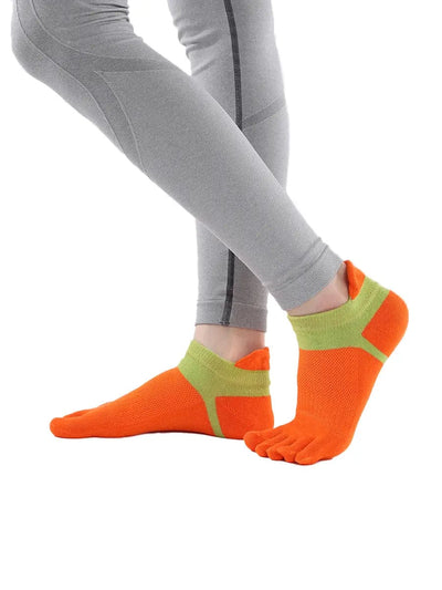 Cotton Low Cut Five Finger Socks for Women, orange