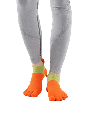 Cotton Low Cut Five Finger Socks for Women, orange