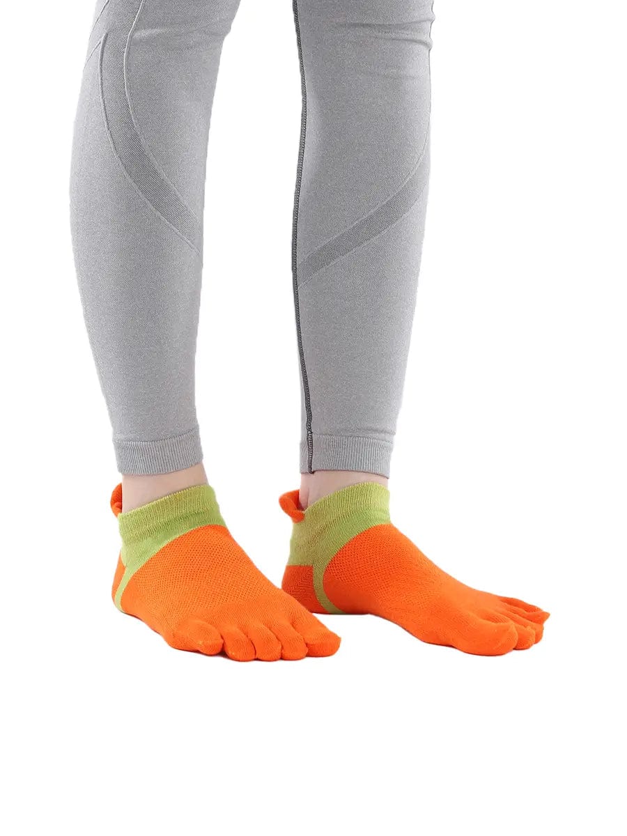Cotton Low Cut Five Finger Socks for Women, orange