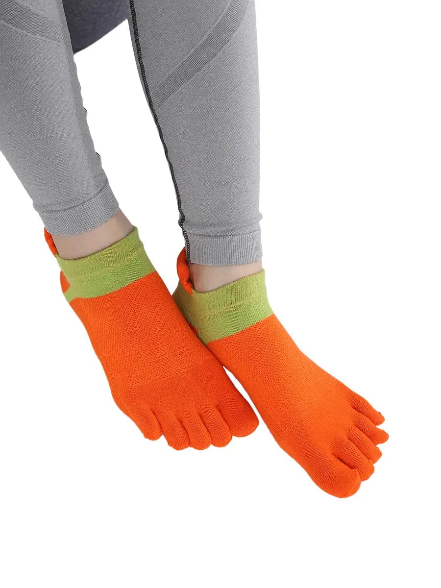 Cotton Low Cut Five Finger Socks for Women, orange