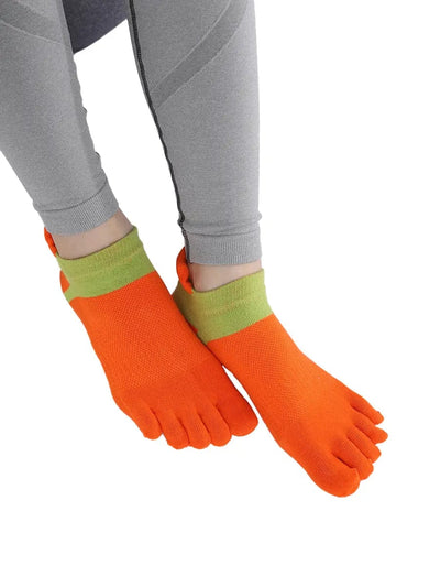 Cotton Low Cut Five Finger Socks for Women, orange