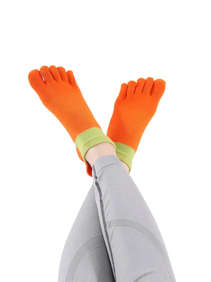 Cotton Low Cut Five Finger Socks for Women, orange