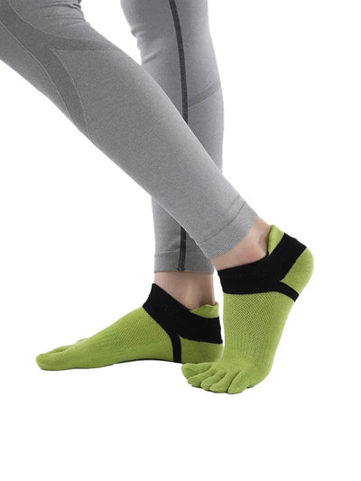 Cotton Low Cut Five Finger Socks for Women, green