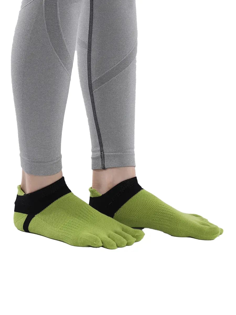 Cotton Low Cut Five Finger Socks for Women, green