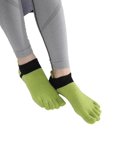 Cotton Low Cut Five Finger Socks for Women, green