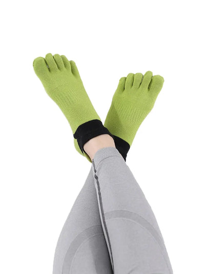 Cotton Low Cut Five Finger Socks for Women, green